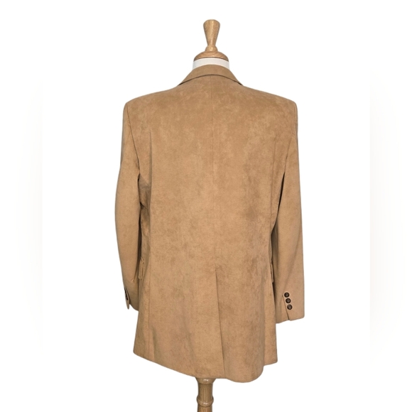 Vtg Camel Faux Suede Blazer Made USA Wedding Prom BusinessCore Size 36 - Picture 3 of 9